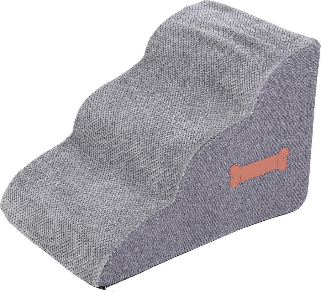 Hundetreppe & Rampe fürs Bett/Sofa - 3-stufige Hundetreppe - Rutschfest, PolyurethanMaterial, Abnehmbarer Bezug, Maschinenwaschbar, Atmungsaktiv -...