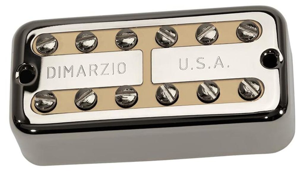 DiMarzio New'Tron Neck Nickel Cover with Cream Insert | Nickel Pole Pieces
