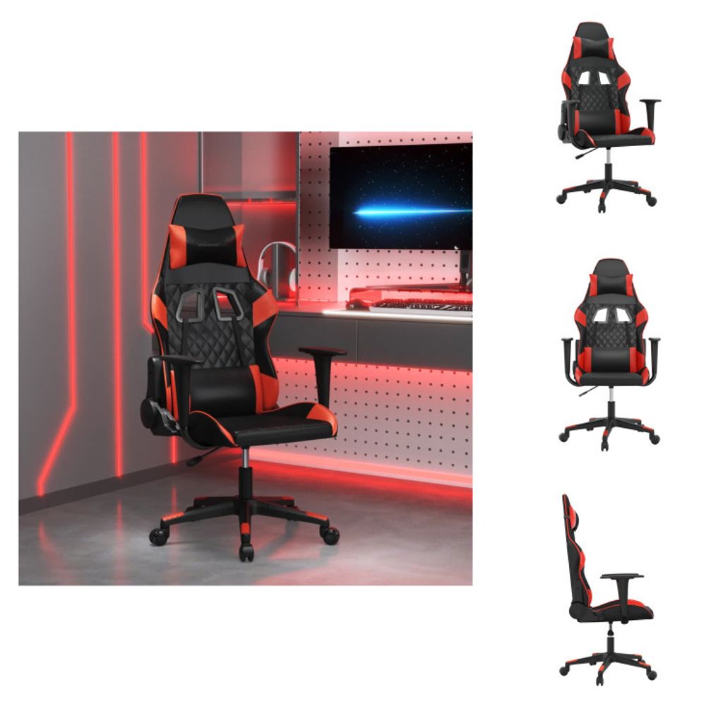 vidaXL Gaming-Stuhl Schwarz und Rot Kunstleder - Gaming-Sessel