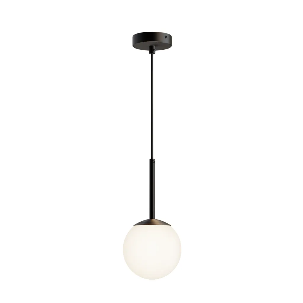 Suspension de cuisine ou chambre en métal noir et verre diamètre 15cm
