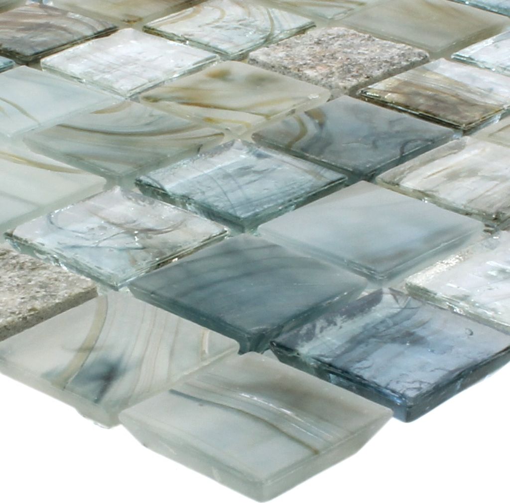 Glas Naturstein Mosaik Daily Rush Cream Grau