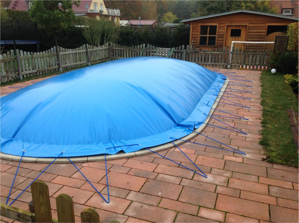 Aufblasbare Pool Abdeckplane für Pool oval 5,00 x 9,00m blau Air Cover Luftkissen