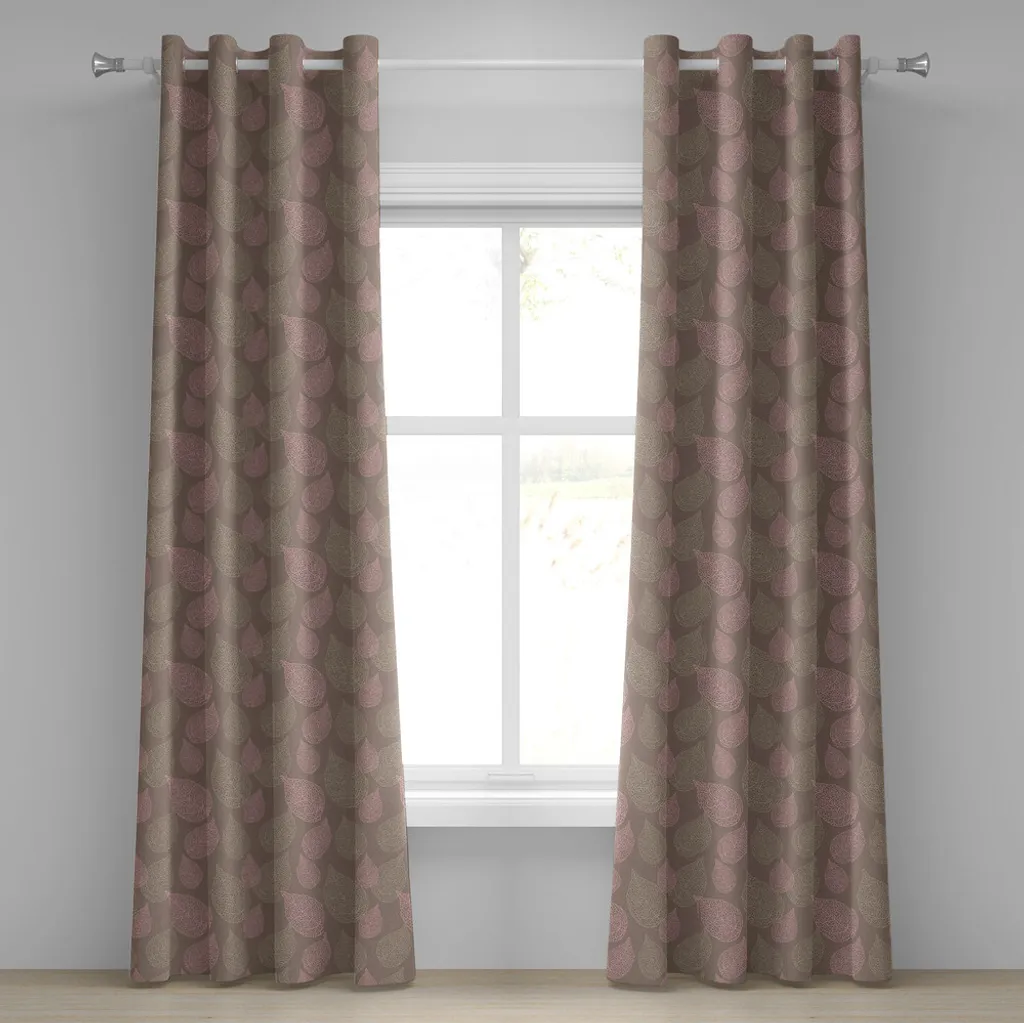 Paire de rideaux décoratifs 2 panneaux motif feuilles rose pâle