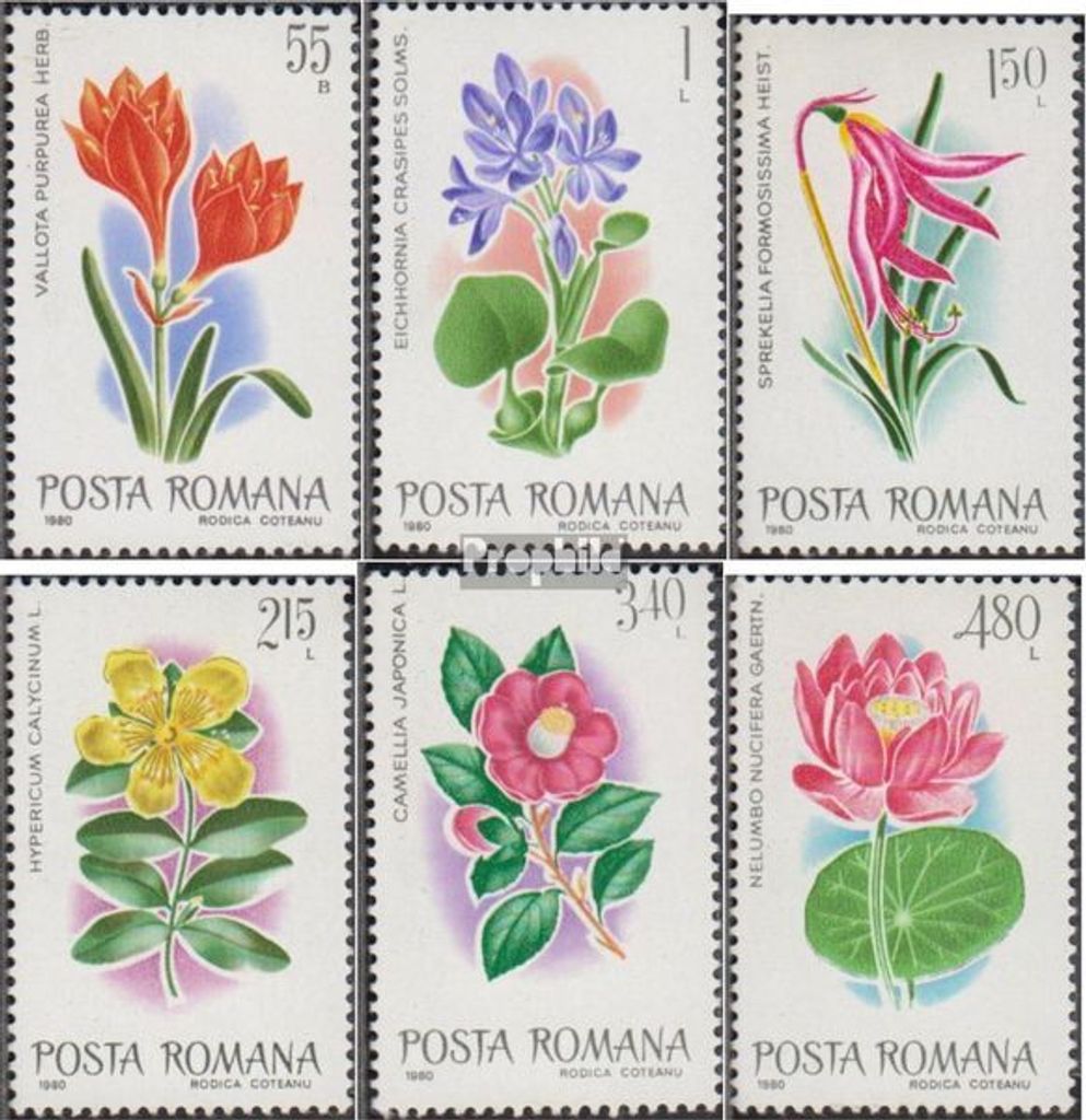 Briefmarken Rumänien 1980 Mi 3721-3726 (kompl.Ausg.) postfrisch Exotische Blumen