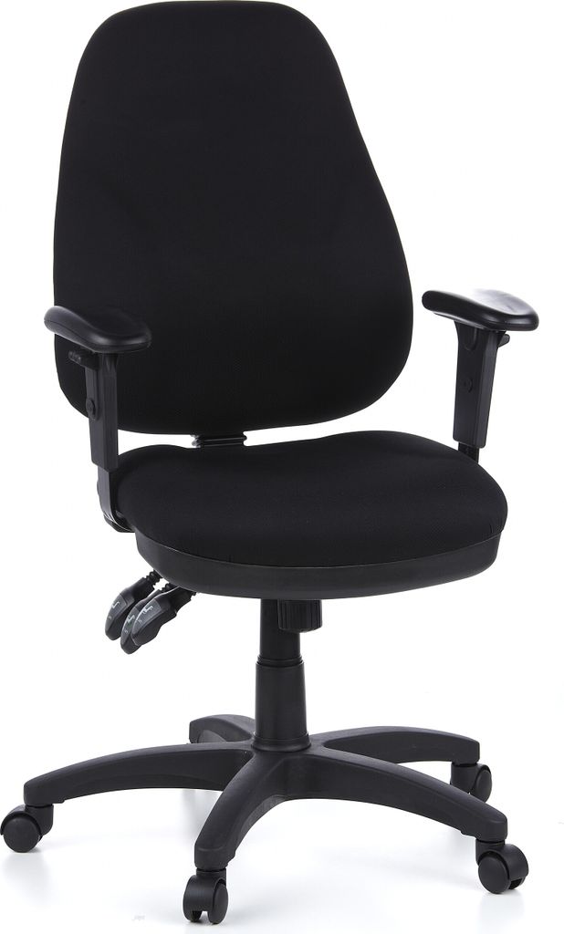 hjh OFFICE Profi Bürostuhl ZENIT PRO Ergonomischer Schreibtischstuhl mit Armlehnen (höhenverstellbar) Stoff Schwarz Drehstuhl für Büro, Zuhause