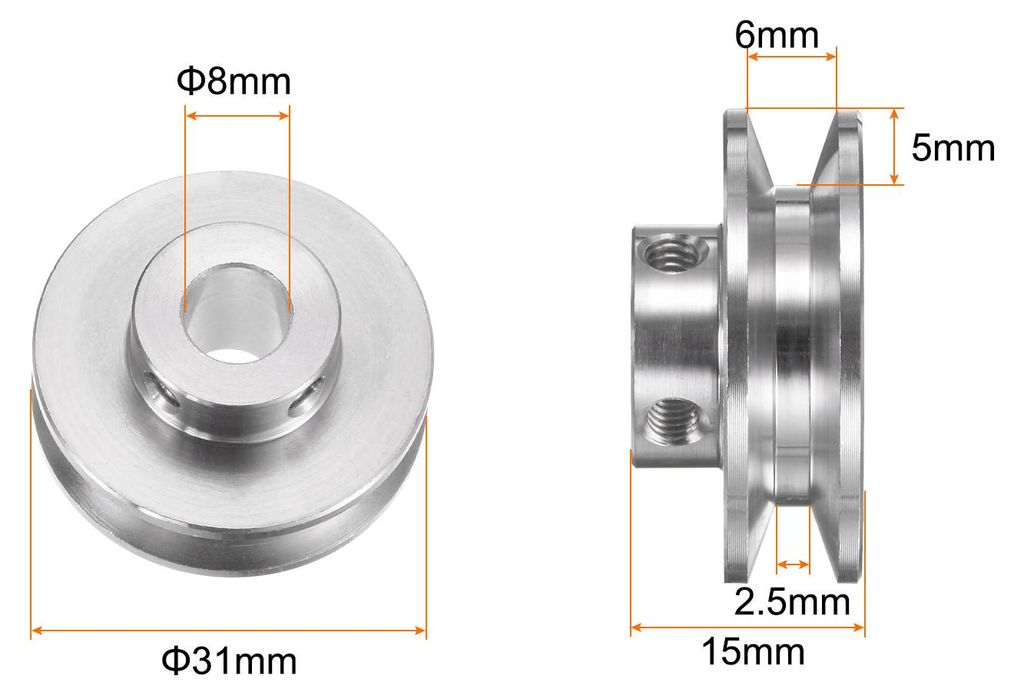 V-Typ Riemenscheibe Keilriemenscheibe Umlenkrolle 8mm Bohrung 31mm Au?endurchm Einzeln Rille Aluminum Legierung fš¹r 3-5MM PolyurethanRunde Gš¹...