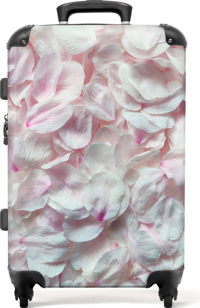 NoBoringSuitcases.com Großer Koffer - Blumen - Blütenblätter - Weiß - Rosa - Frauen - Kombinationsschloss TSA - Hartschalen Trolley 4 Rollen ...