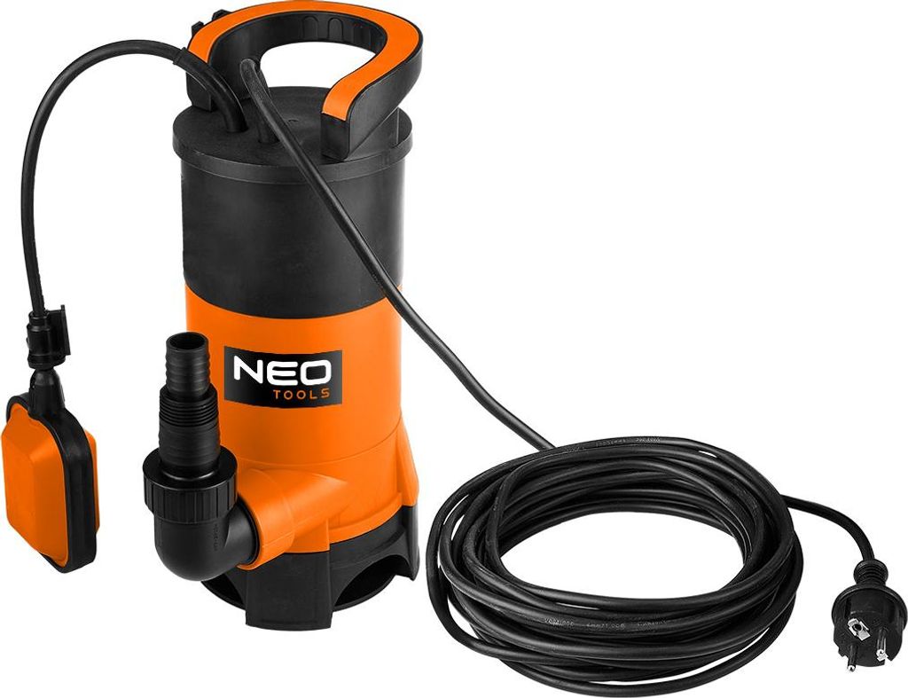 NEO TOOLS Tauchpumpe (900 W, 16.000 Liter pro Stunde, Schmutz- & Klarwasser, max. Korngröße 25 mm, 10m Kabel) Tauchpumpe Keller auspumpen Schmutz...