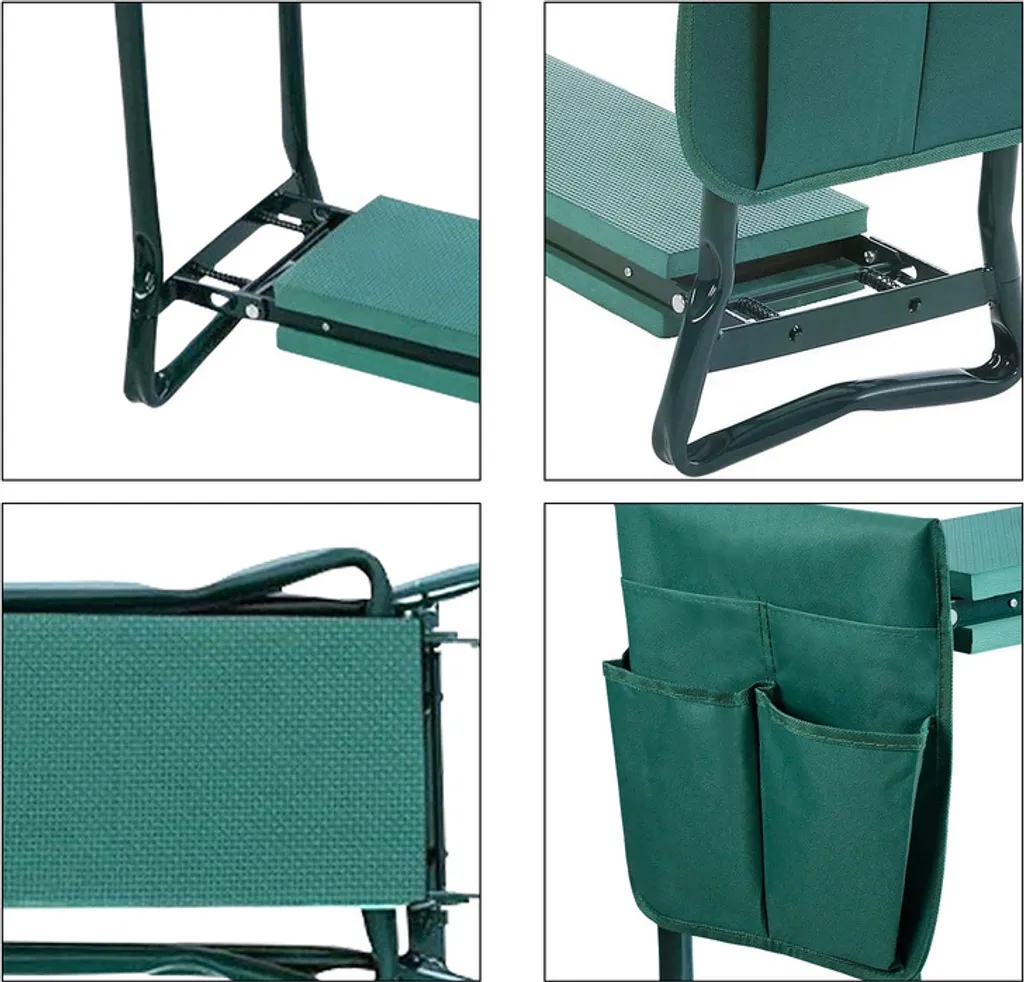 Tabouret de jardin pliable multifonction avec rembourrage pour genoux