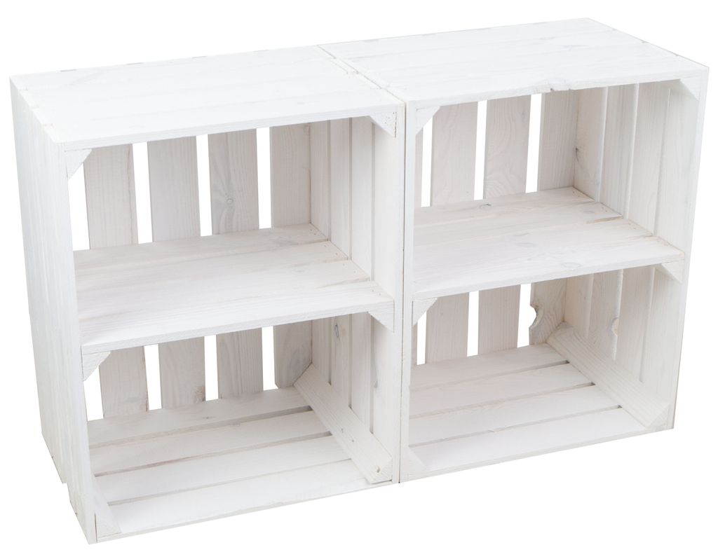 2er set Obskistenregal weiss "Johanna" mit Mittelbrett Produktbild