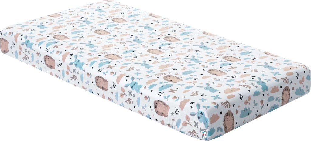 PillowPrim Hypoallergen Kinderbettlaken aus Baumwolle mit Gummizug für Matratzen 140x70 cm für 10 cm dicke Weiß mit Igel