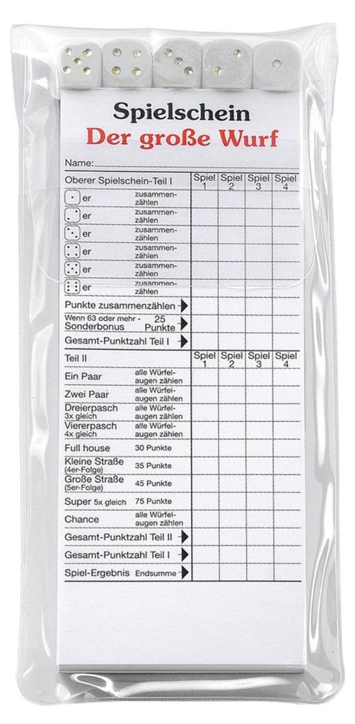 Würfelspiel "Der große Wurf" im Etui Weiß Produktbild 