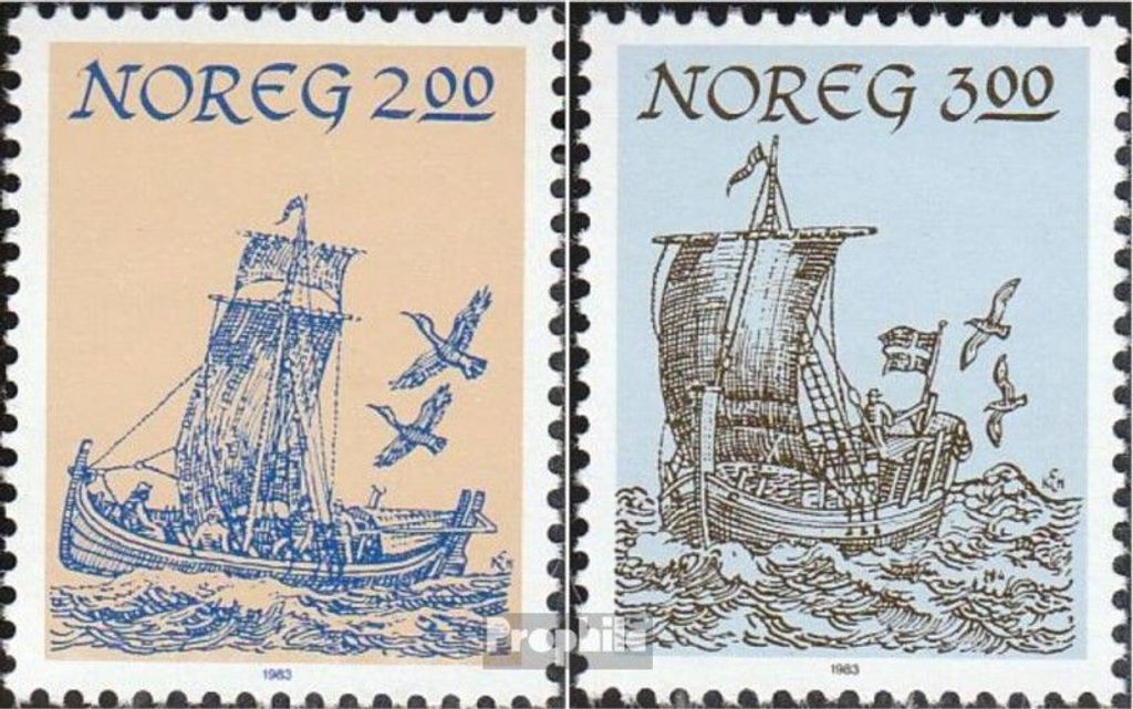Briefmarken Norwegen 1983 Mi 891-892 (kompl.Ausg.) postfrisch Nordnorwegische Boote