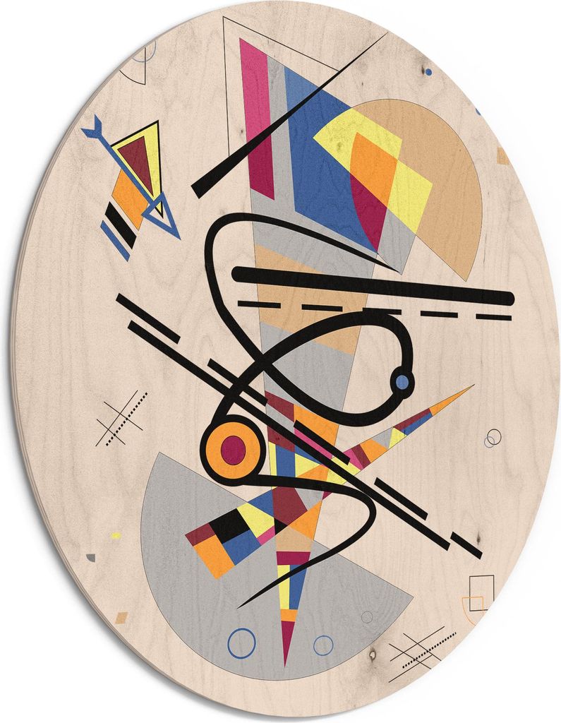 DEQORI Holzbild Ø 50 cm 'Dreiecksgebilde' Bild auf Holz Wandbild Kunstdruck nachhaltig