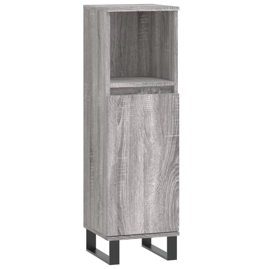 SYFAX™ Armadietto Bagno Grigio Sonoma 30x30x100cm in Legno Multistrato