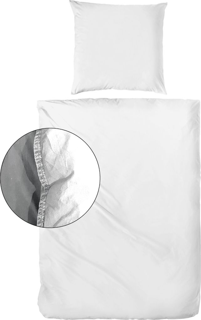 Hahn Haustextilien Renforce Bettwäsche stone washed weiß in Stofftasche Größe 155x220 cm