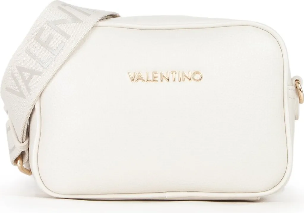 Sac Valentino Never ecru avec bandoulière logotée et finition grainée