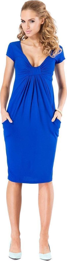 Damenn Minikleid Top Kleid V-Ausschnitt ; Blau S/M 36/38
