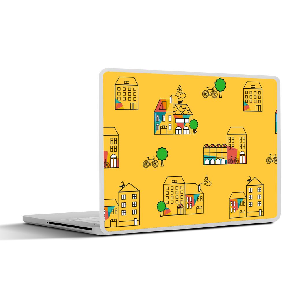MuchoWow Laptop Aufkleber Sticker Cover Sommer - Muster - Stadt 36.5x27.5 cm - Laptop-Sticker
