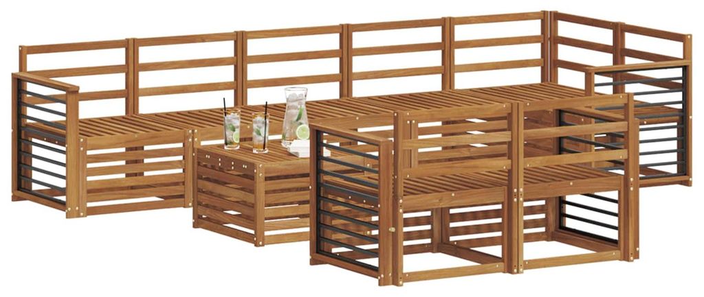 Best Möbel Outdoor-Sofagarnituren Moderne - HOMMIE - Gartenlounge Set/Outdoor Sofa - 9 pcs Natur Massivholz Akazie - Gartensofas designMöbel77828