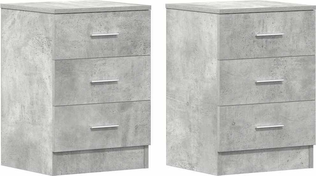 vidaXL Nachttische 2 Stk. Betongrau 38x35x56 cm Produktbild 1