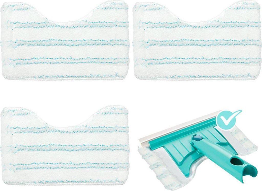 Leifheit Ersatzpad Mikrofaser 3er-Set, kompatibel Fliesen und Fensterwischer, Reinigungspads Zubehör,20 cm
