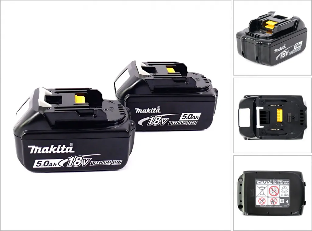 Batterie Makita BL1850B 18V 5Ah - Lot de 2 pour éviter les pannes LXT