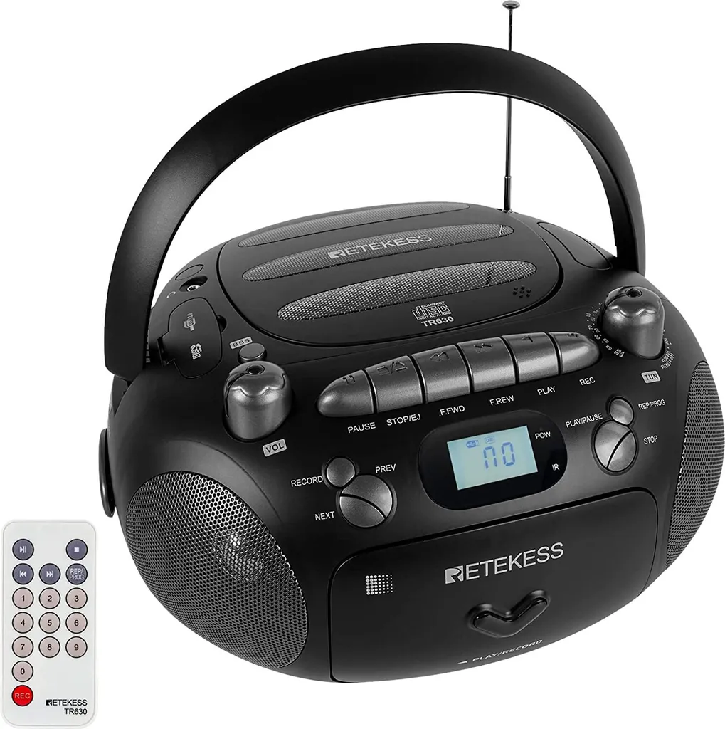 Lettore CD Portatile Retekess TR630 con Registratore Cassette e MP3