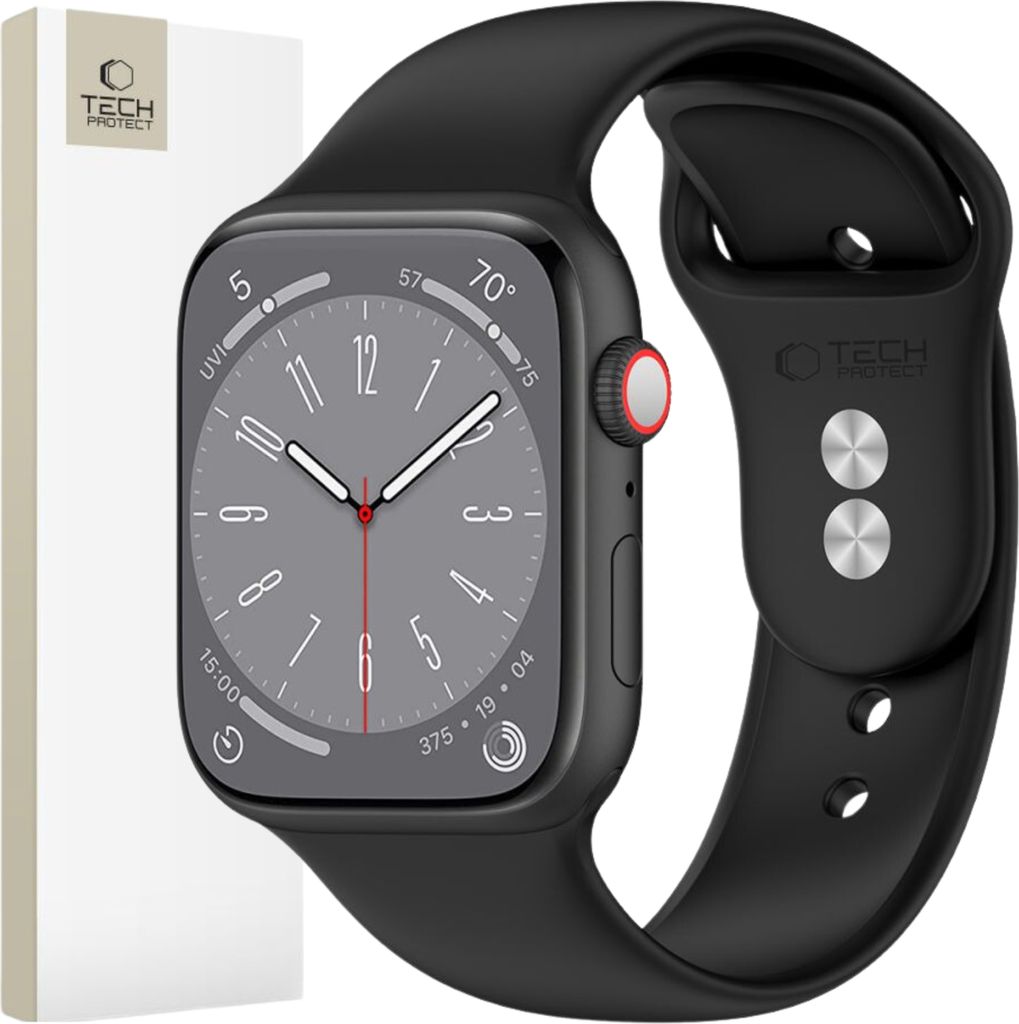 Tech-Protect Silikon Apple Watch 4 / 5 / 6 / 7 / 8 / 9 / Se / Ultra 1 / 2 (42 / 44 / 45 / 49 Mm) Schwarz