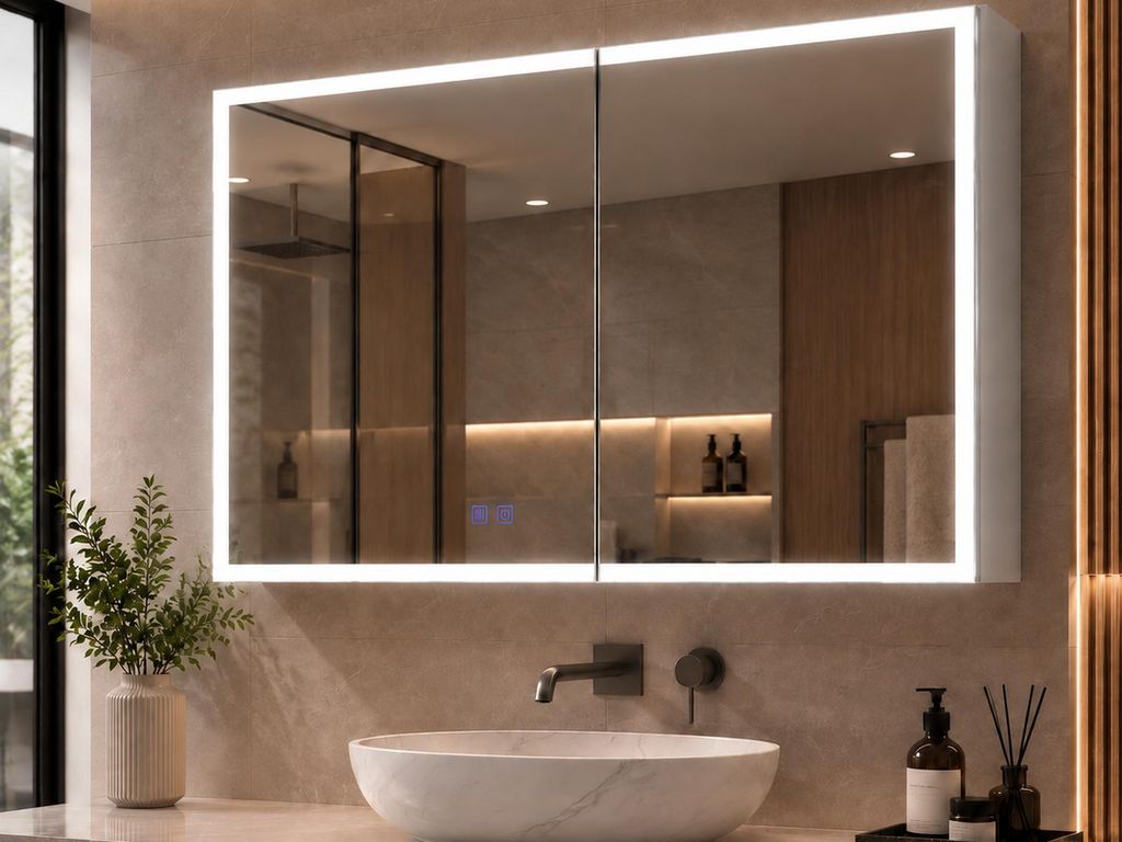 Spiegelschrank, Badezimmerschrank mit Spiegel, （80 x 60 x Produktbild 