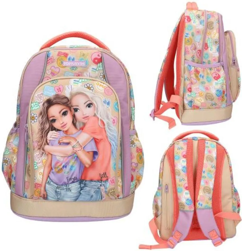 Depesche TOPModel Borsa A Tracolla Piccola Girl Power – Beige Con Stampe Colorate, 21x20x6,5 Cm, Tracolla Regolabile