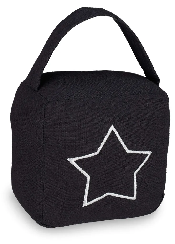 Cale-porte décoratif en tissu noir design sac vintage avec poignée chic