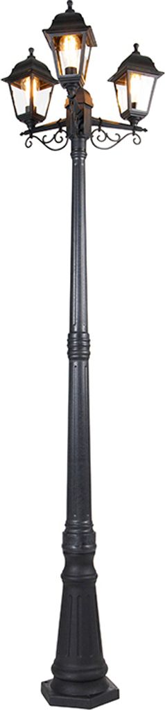 Klassische Laterne Schwarz 3 Licht IP44 Hauptstadt Produktbild 