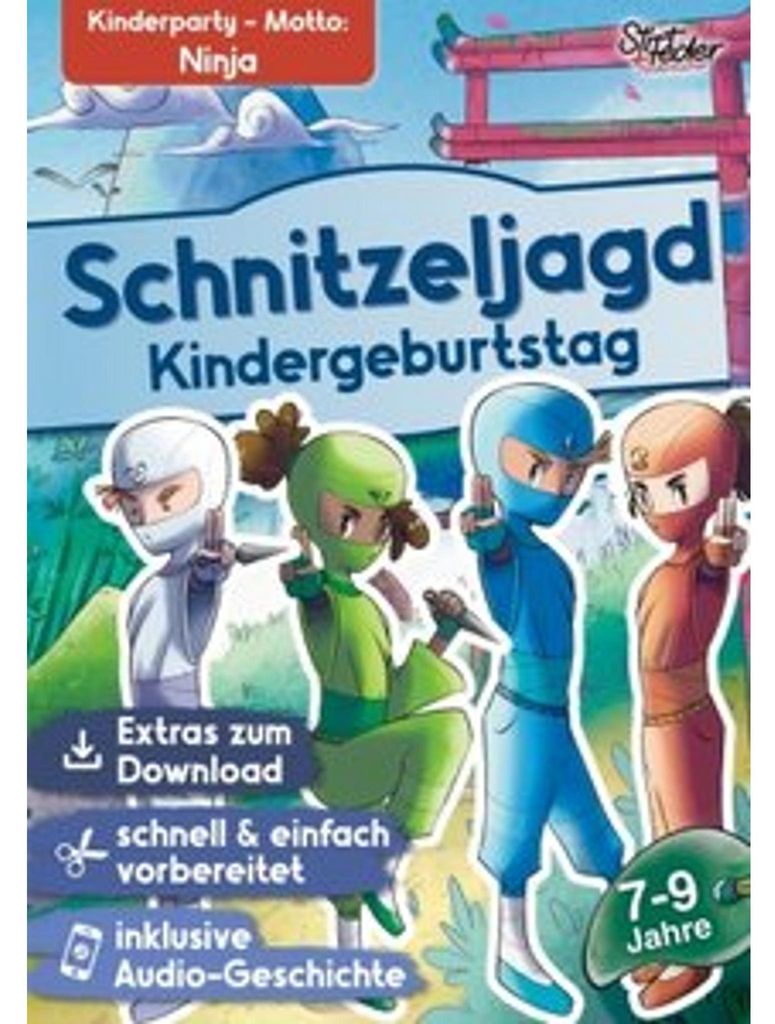 Schnitzeljagd Kindergeburtstag mit Audio-Geschichte 'Die Elemente der Ninja' für Kinder von 7-9 Jahren