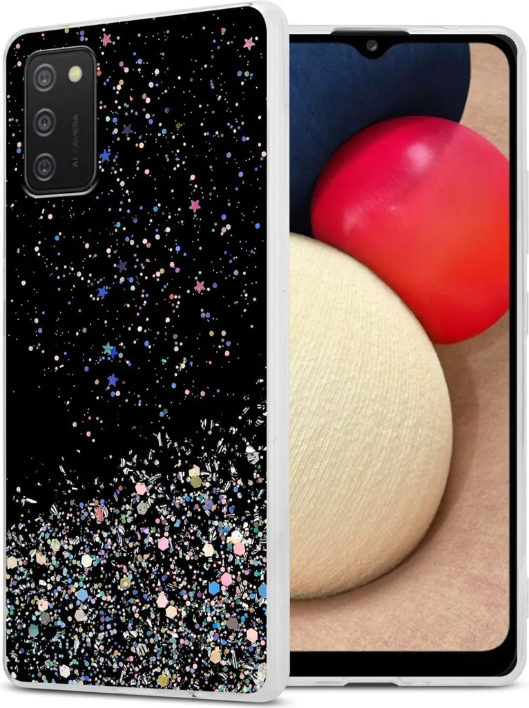 Cover Sottile Samsung Galaxy A02s Cadorabo Nero Glitter | Protezione TPU