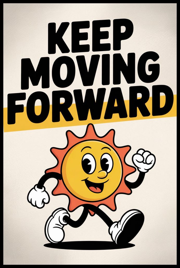 Plakat 61x91,5cm Motivationsaffirmation Retro Vintage fürs Wohnzimmer Keep Moving