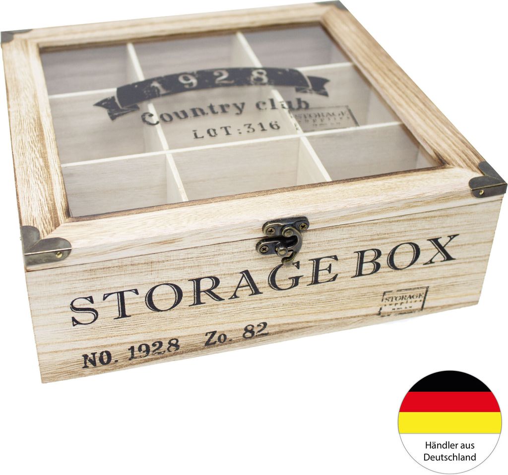 ToCi Teebox Holz Natur mit 9 Fächern | Quadratische Produktbild 6