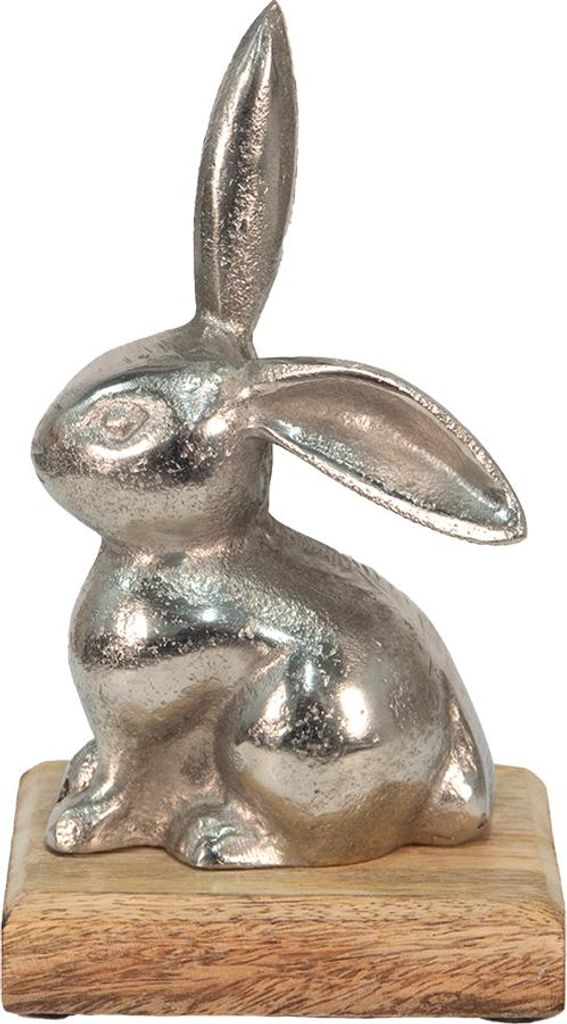 Clayre & Eef Figur Kaninchen 11x10x20 cm Silberfarbig Aluminium