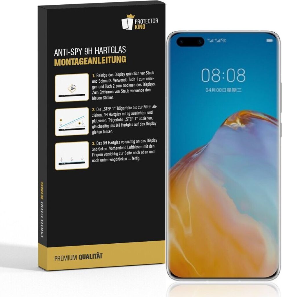 1x 9H Panzerglas für Huawei P40 Pro FULL CURVED ANTI-SPY Privacy Displayschutz Panzerfolie Schutzfolie Hartglas Schutzglas Displayglas Tempered Gl...