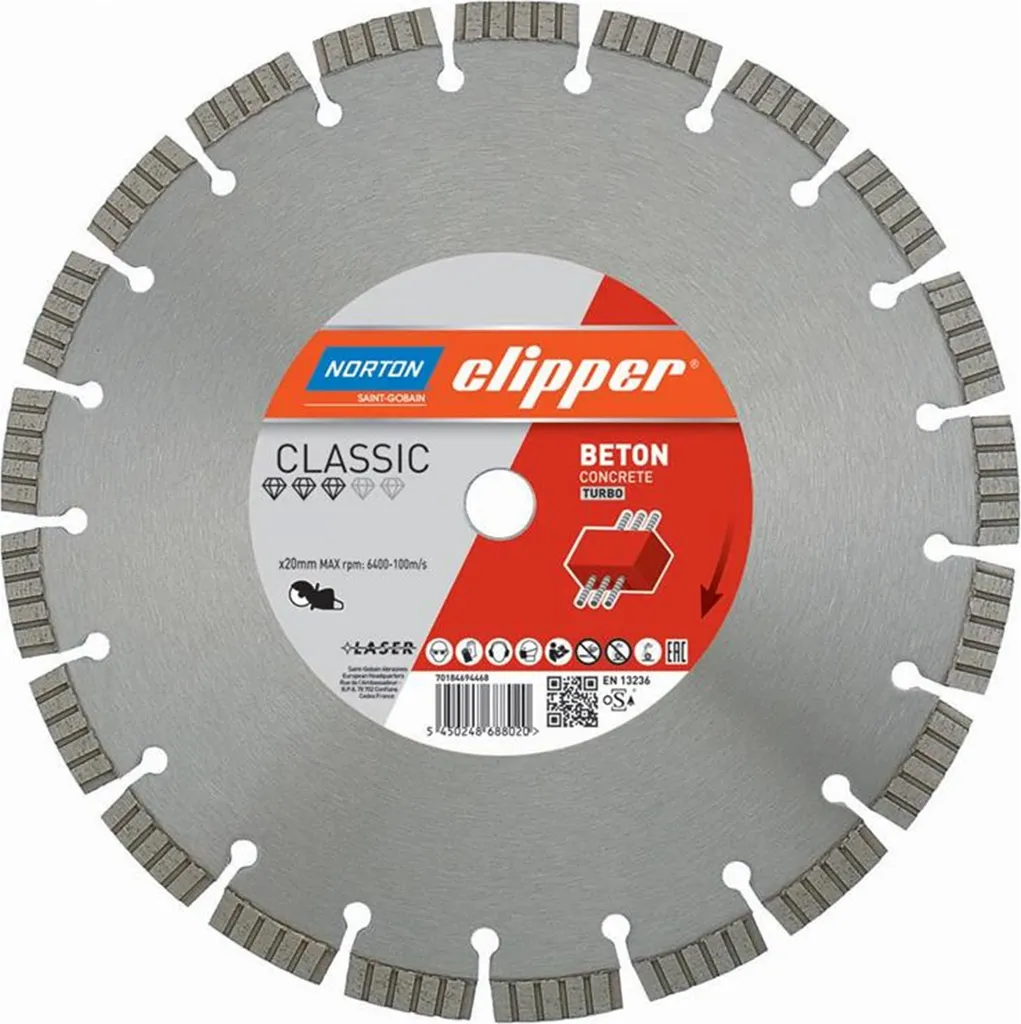 Disque Beton Turbo Norton Clipper 350mm x 20mm : Coupe Ultra Rapide