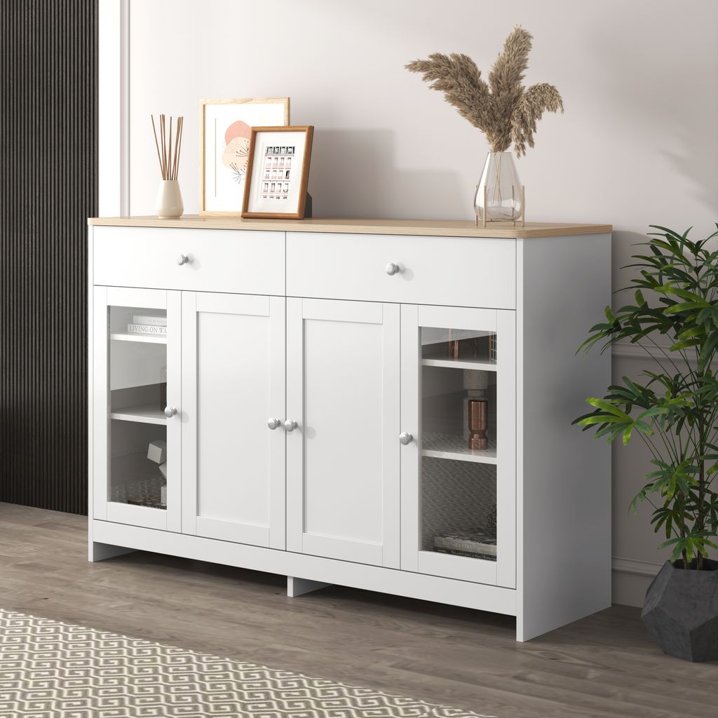 Sweiko Sideboard mit weißer Holzmaserung,vier Türen,mit Produktbild 