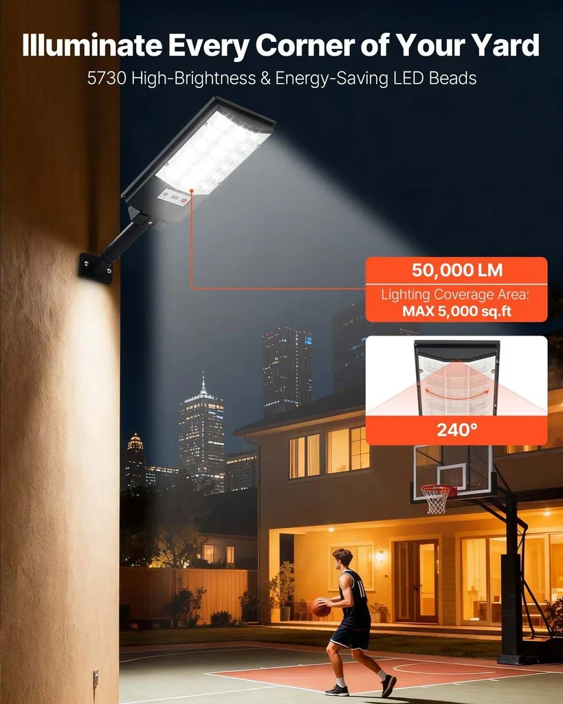 Éclairage de Parking Solaire 500W pour Grande Surface et Usage Pro - 2