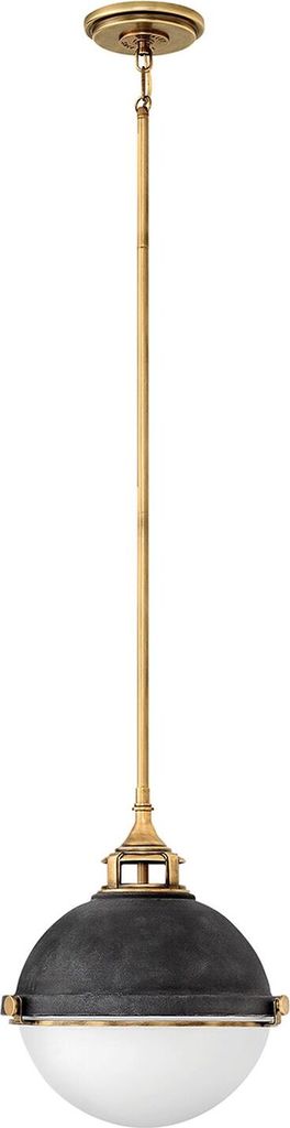 Pendelleuchte Metall Glas E27 Ø 33,9 cm rund H: max. 126,2 cm in Messing Antik Weiß Zink Antik 2-flammig