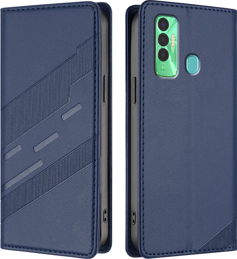Hülle für Tecno Spark 7P, Kunstleder Brieftaschen Handyhülle mit Kartenfach und Standfunktion Blau