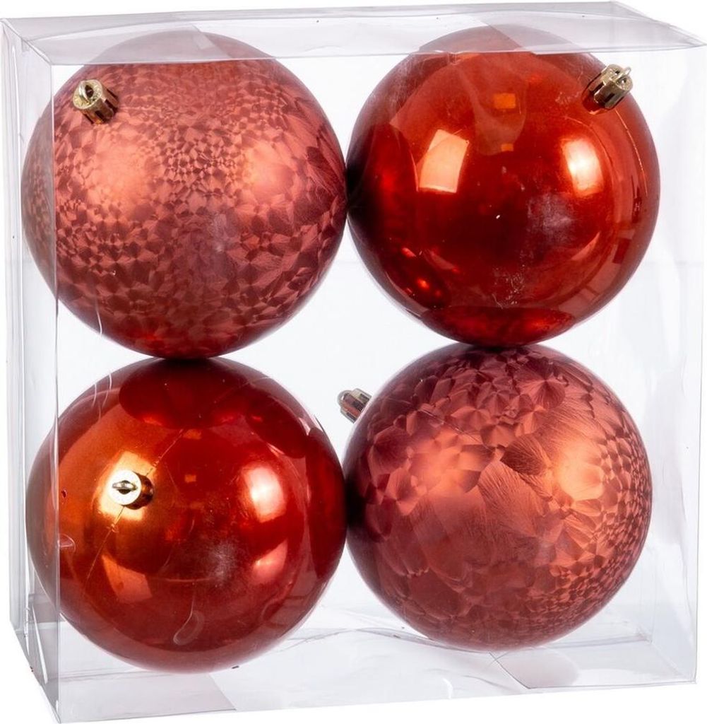 Weihnachtsbaumkugeln Kupfer Kunststoff 10 x 10 x 10 cm (4 Stück)