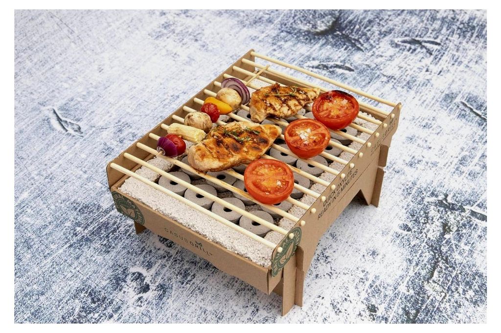 Einweggrill (1-5 Stück) Öko Einmalgrill für Camping, Strand und Park, 100% nachhaltig, 50% weniger CO2 durch Bambuskohle, nach 5 Minuten einsatz...