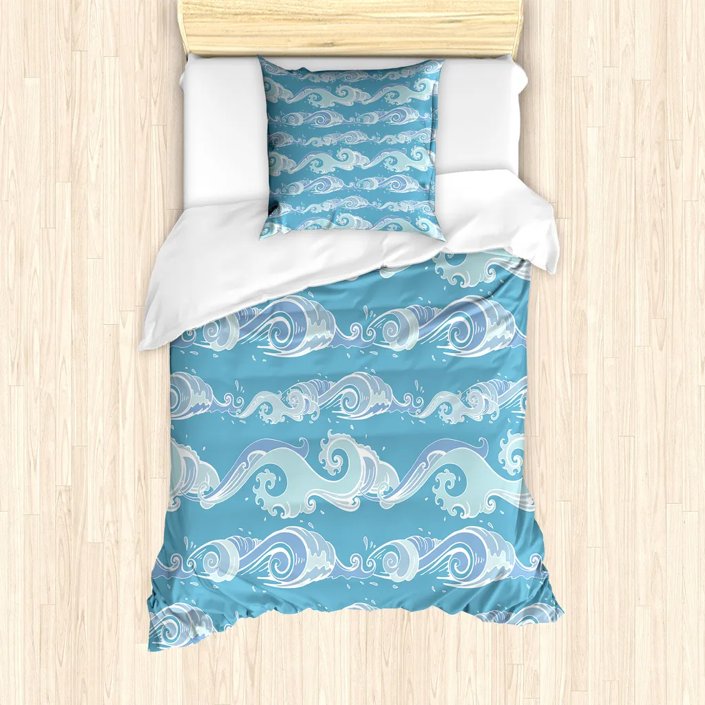 Set Copripiumino Oceano ABAKUHAUS 135x200 - Morbida Microfibra Blu