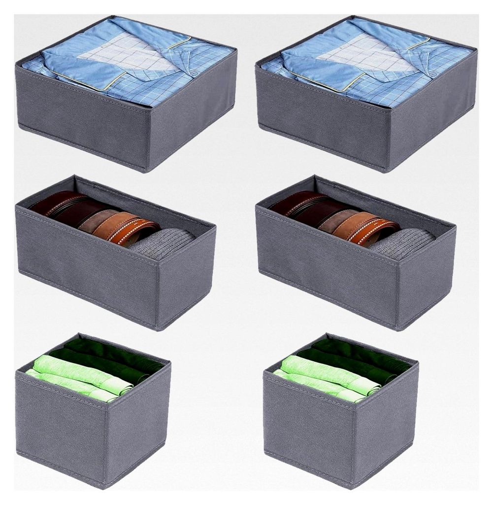 6 Stück Kommode Organizer, Schubladen Organizer für Unterwäsche, Aufbewahrungsbox für Schubladen aus Stoff, Faltbarer BH Organizer für Kleidun...