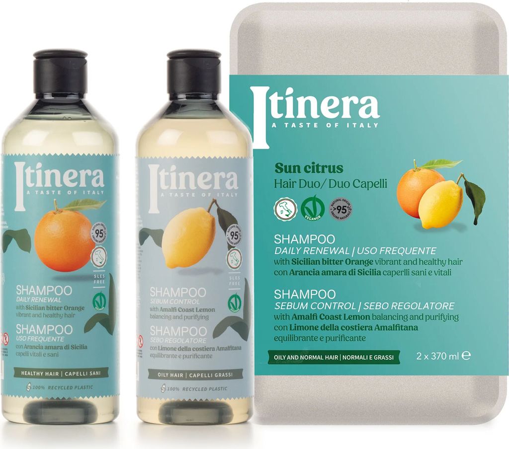 ITINERA Geschenkset: Shampoo mit sizilianischer Bitterorange + Shampoo mit Zitrone 2x370ml