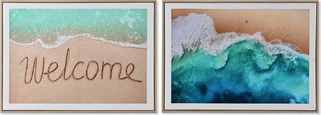 Duo de Tableaux Méditerranée 72cm - Finition Artisanale Esprit de Plage